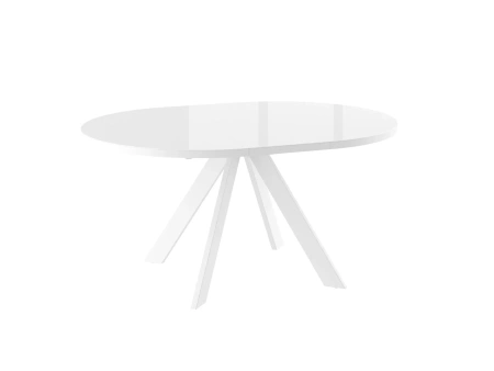 Стол RONDO-120, круглый раздвижной со стеклом 120(160), БЕЛЫЙ ОПТИВАЙТ/БЕЛЫЙ RONDO 120